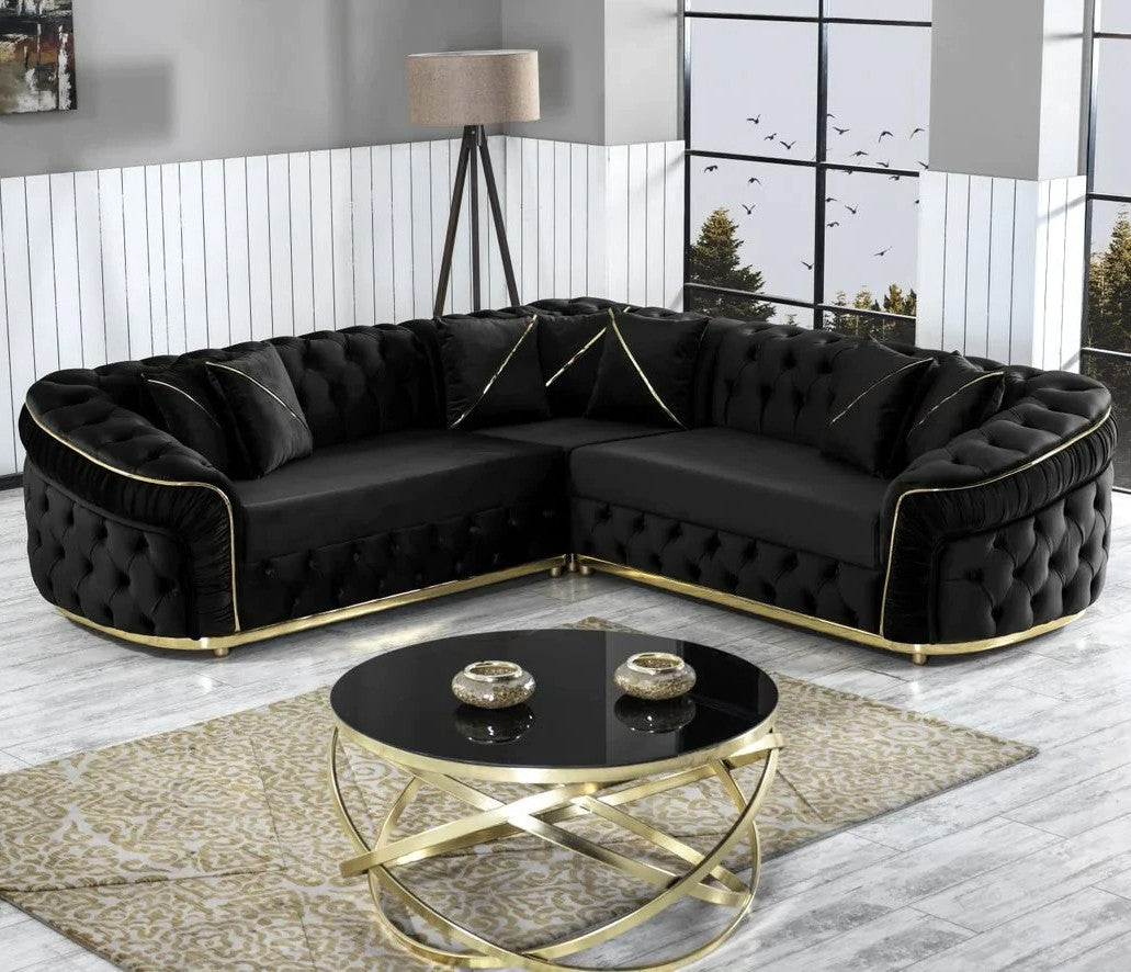 PRIZMA Black Velvet 91" Wide Sectional