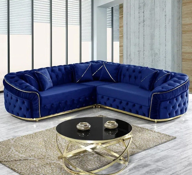 PRIZMA Blue Velvet 91" Wide Sectional
