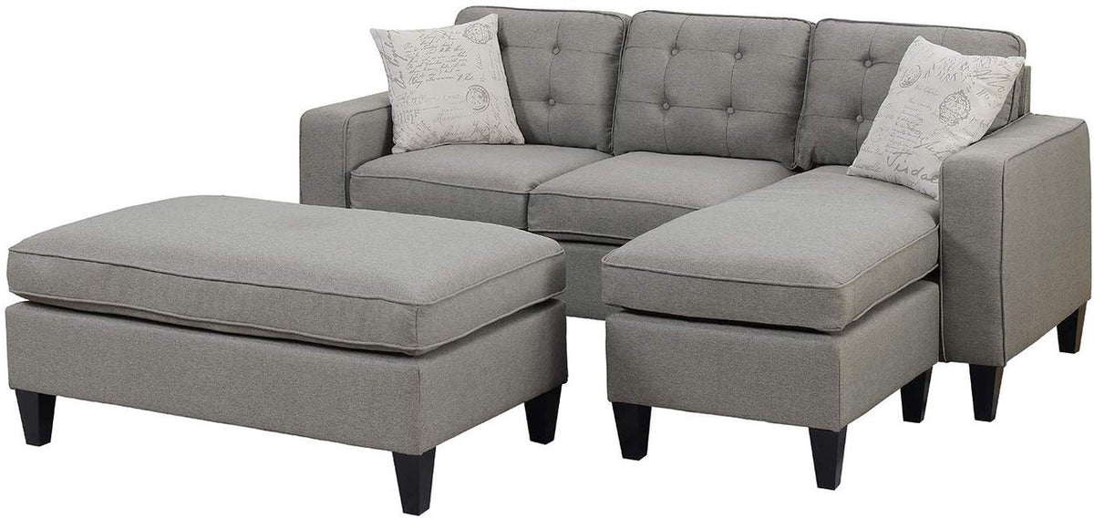 PETRE Gray 81" Wide Reversible Sectional and Ottoman
