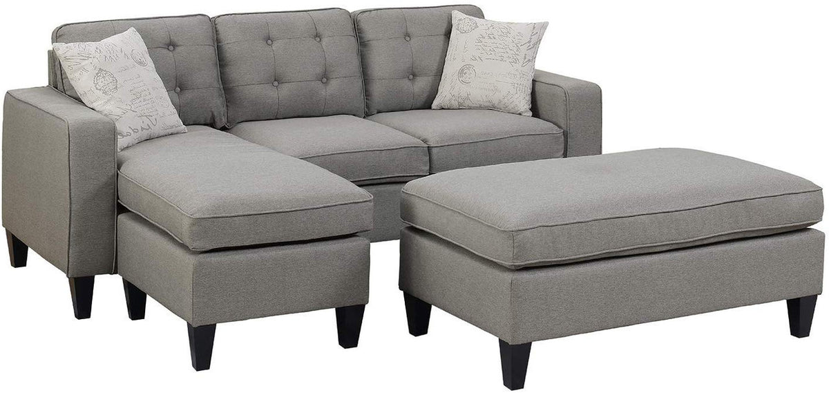 PETRE Gray 81" Wide Reversible Sectional and Ottoman