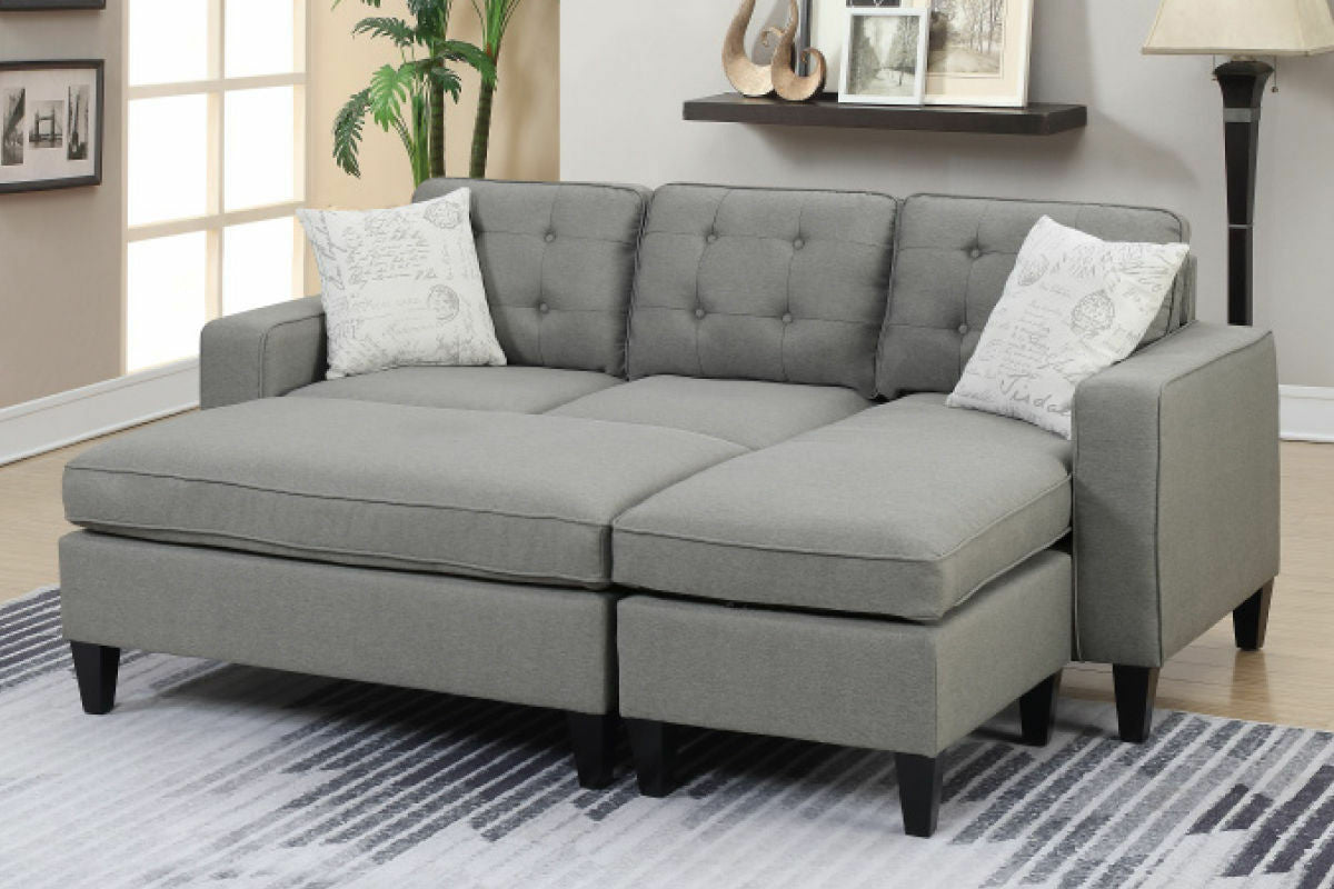 PETRE Gray 81" Wide Reversible Sectional and Ottoman