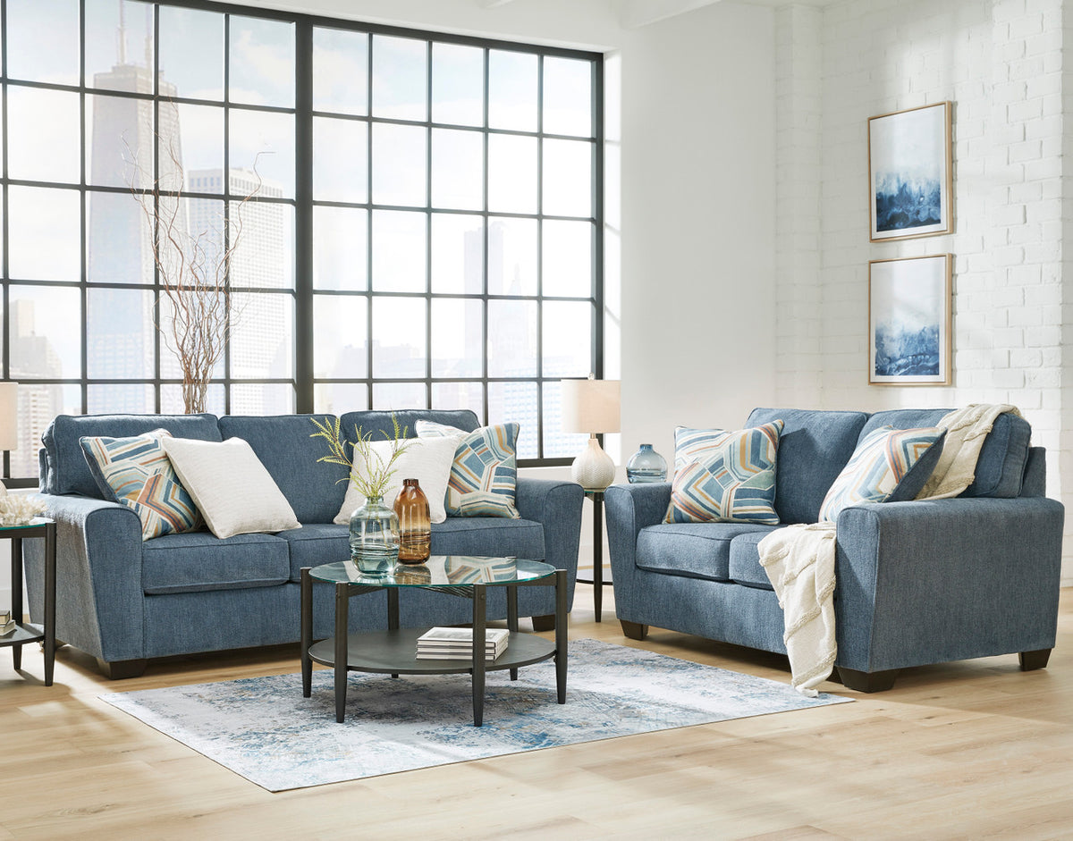 QEZNA Blue Sofa & Loveseat