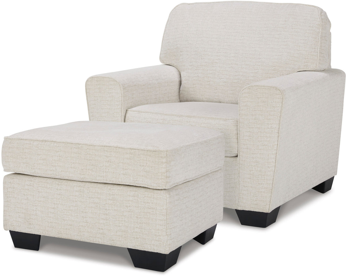 QEZNA Off-White Chair and Ottoman