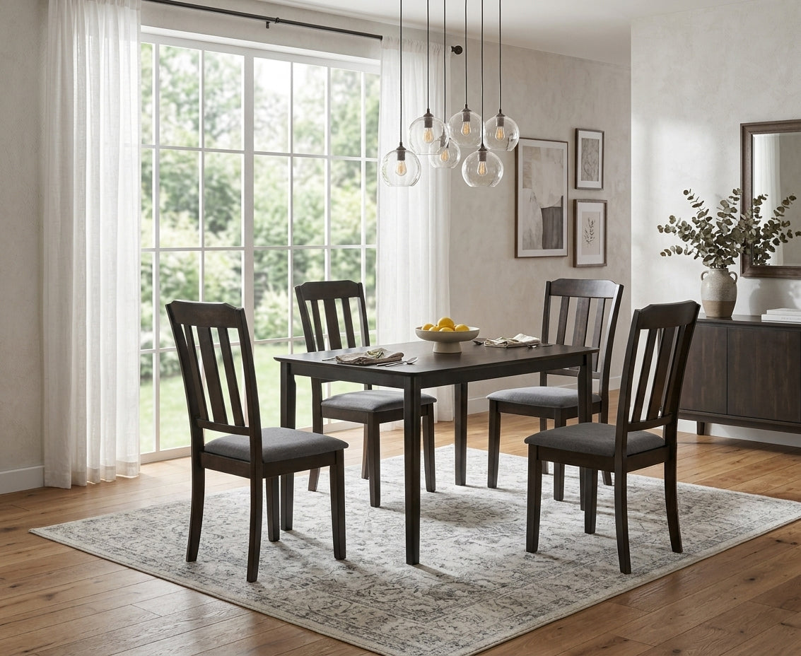 RANKIN Dark Brown 5 Piece Dining Set