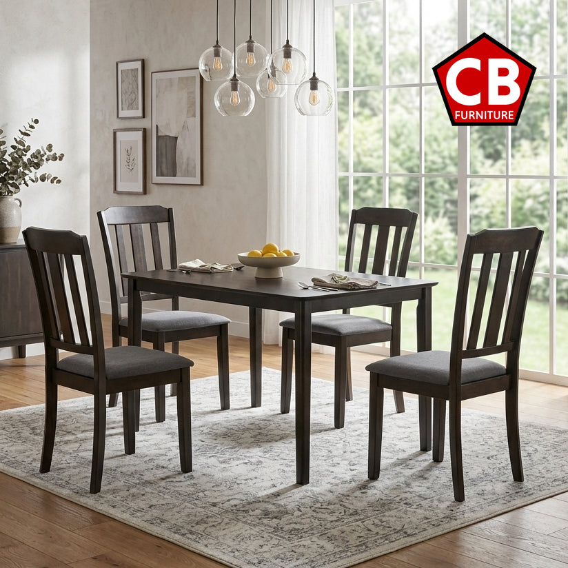 RANKIN Dark Brown 5 Piece Dining Set