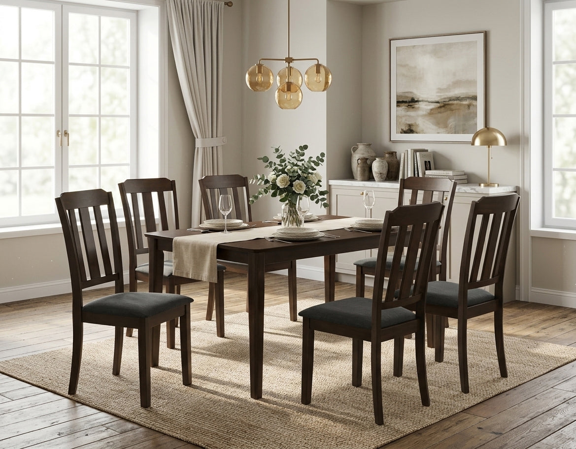 RANKIN Dark Brown 7 Piece Dining Set