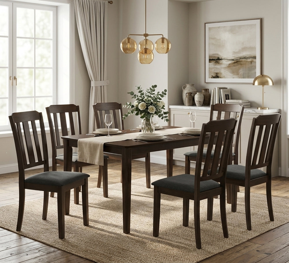 RANKIN Dark Brown 7 Piece Dining Set