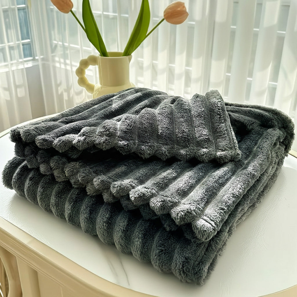 RAYAH Dark Gray Velvet Corduroy 60" x 50" Throw