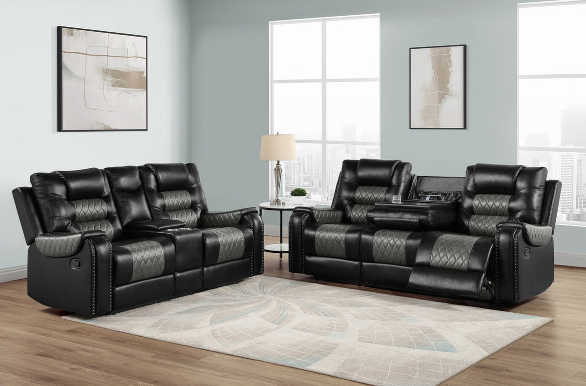 RAYBAN Black & Gray Reclining Sofa & Loveseat
