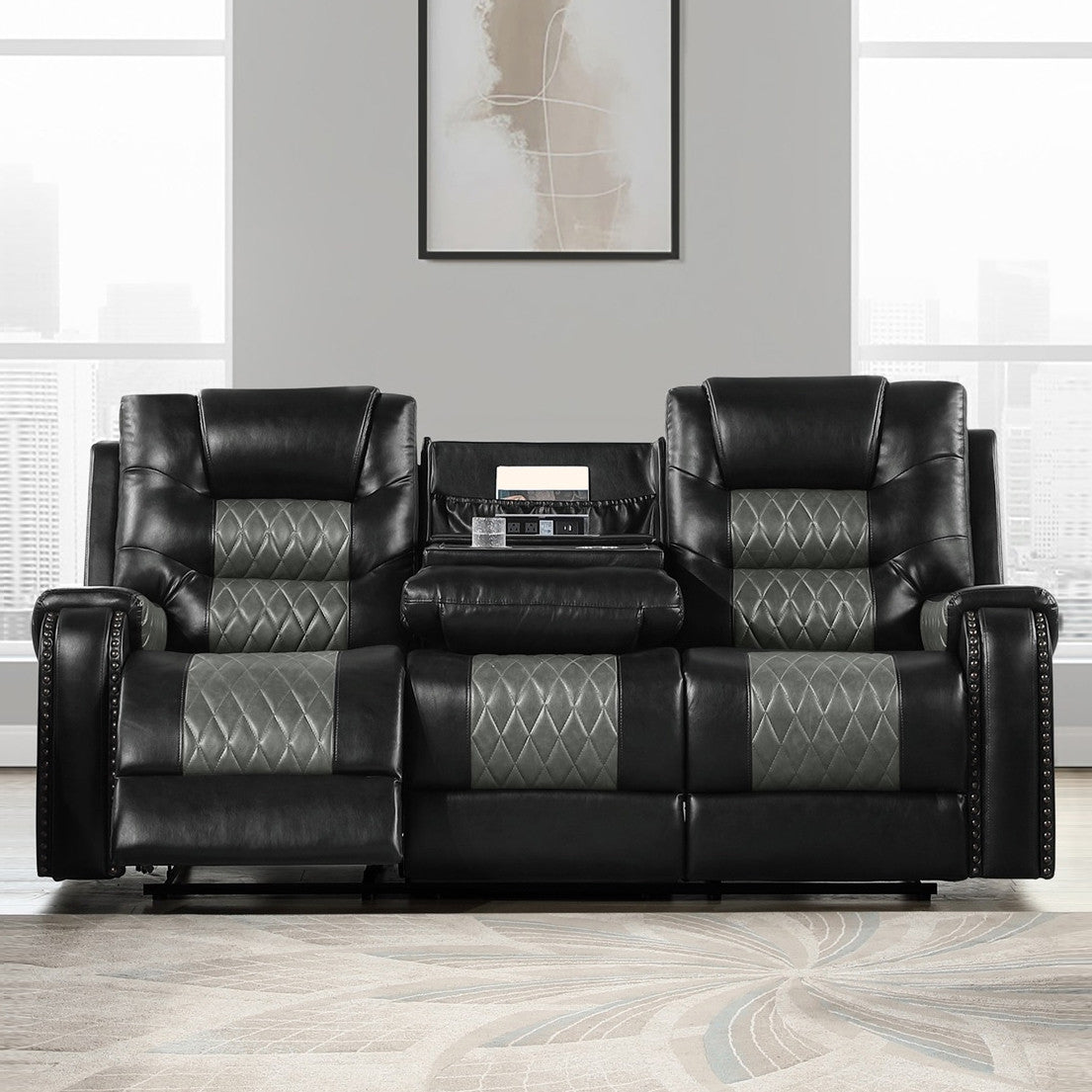 RAYBAN Black 85" Wide Reclining Sofa
