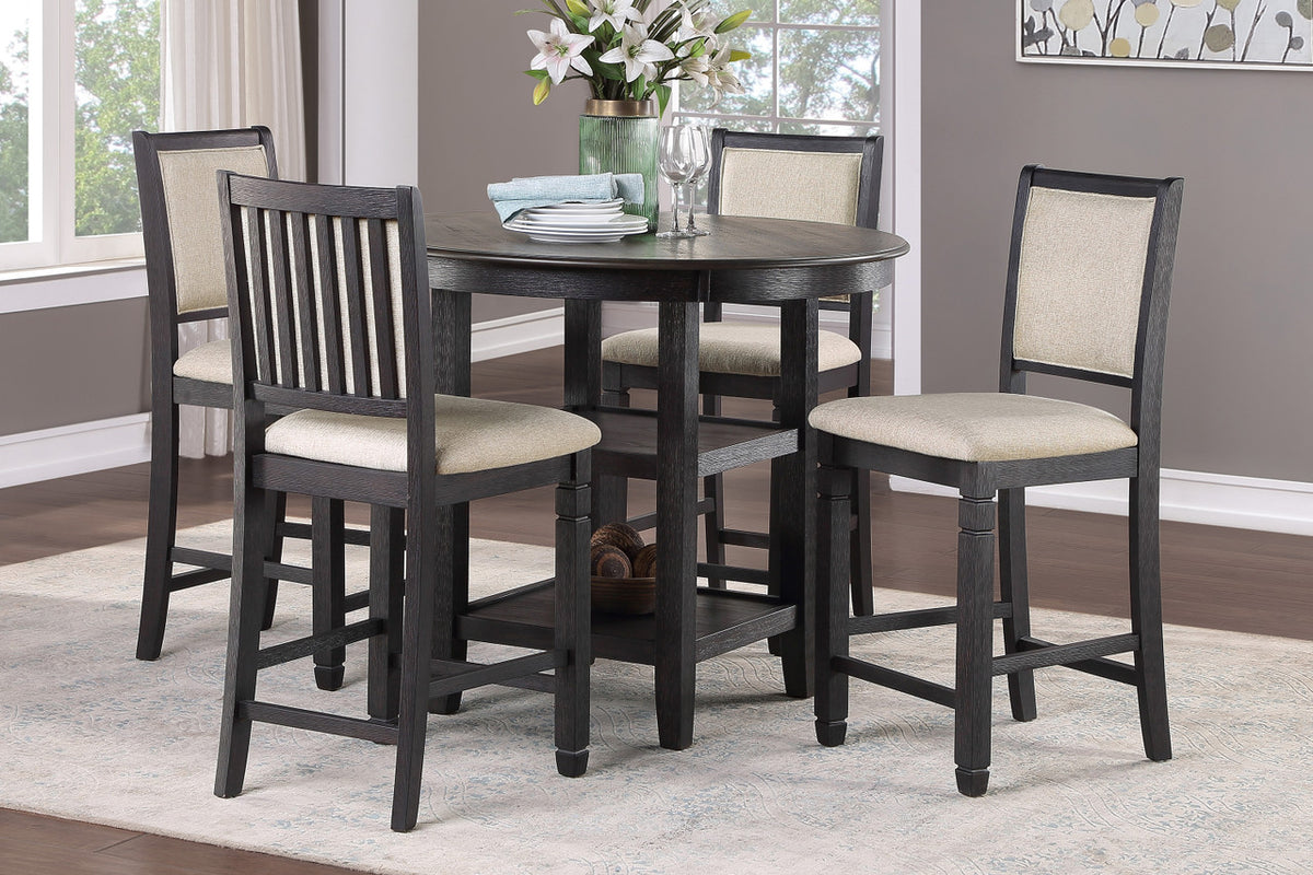 REKNA Black 5 Piece Counter Height Set