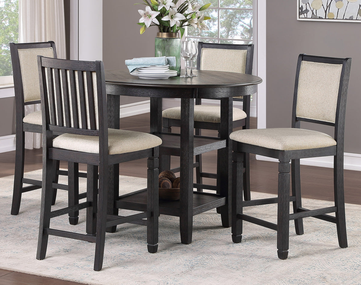 REKNA Black 5 Piece Counter Height Set