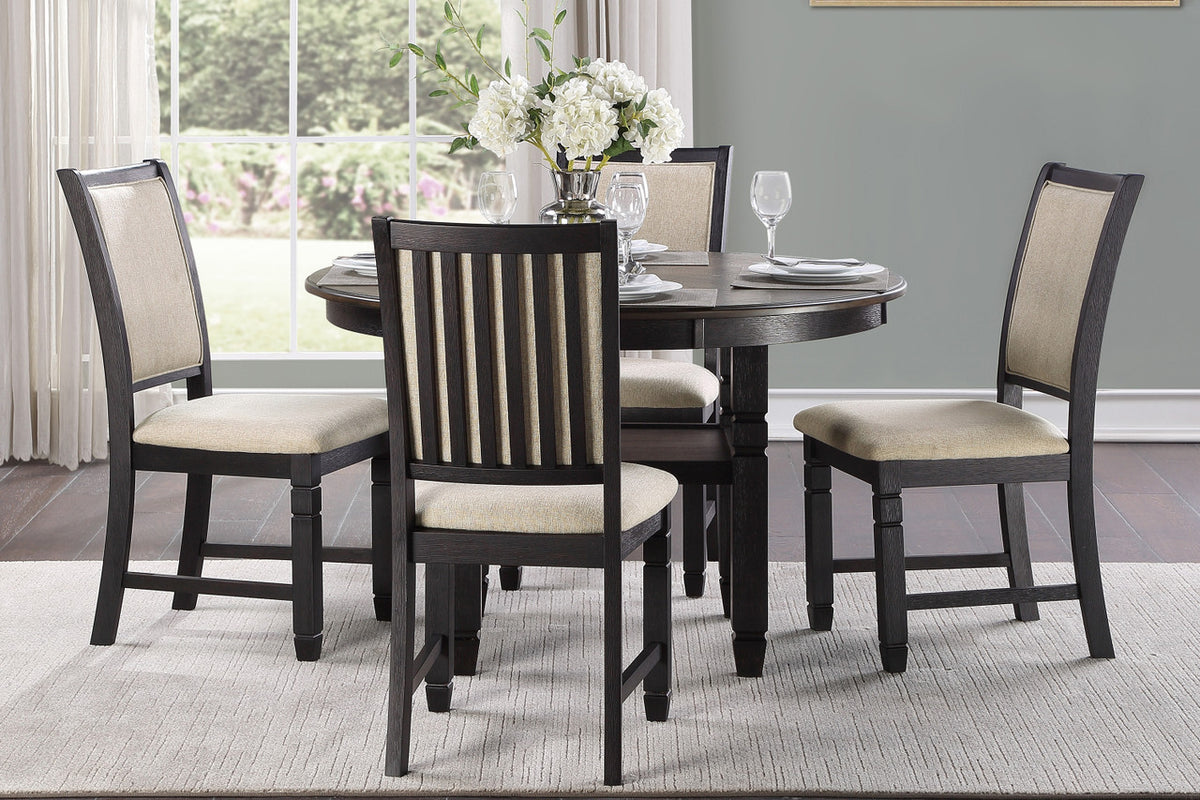 REKNA Black 5 Piece Dining Set with 48 inch table