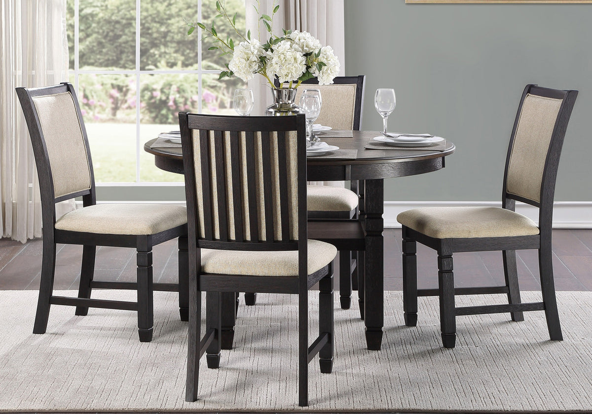 REKNA Black 5 Piece Dining Set with 48 inch table