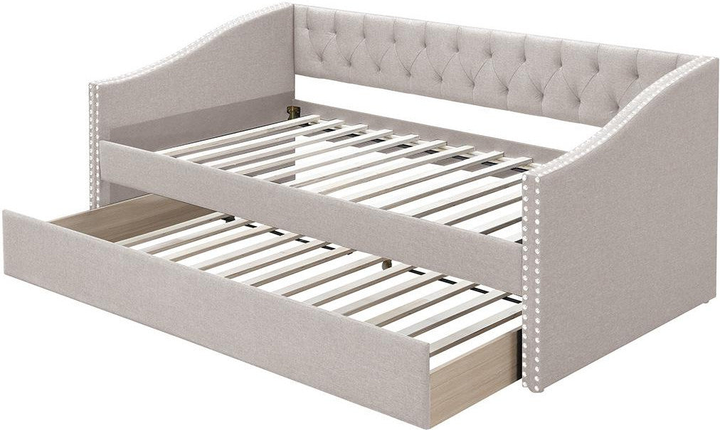 REMEDY Beige Burlap Daybed with Trundle