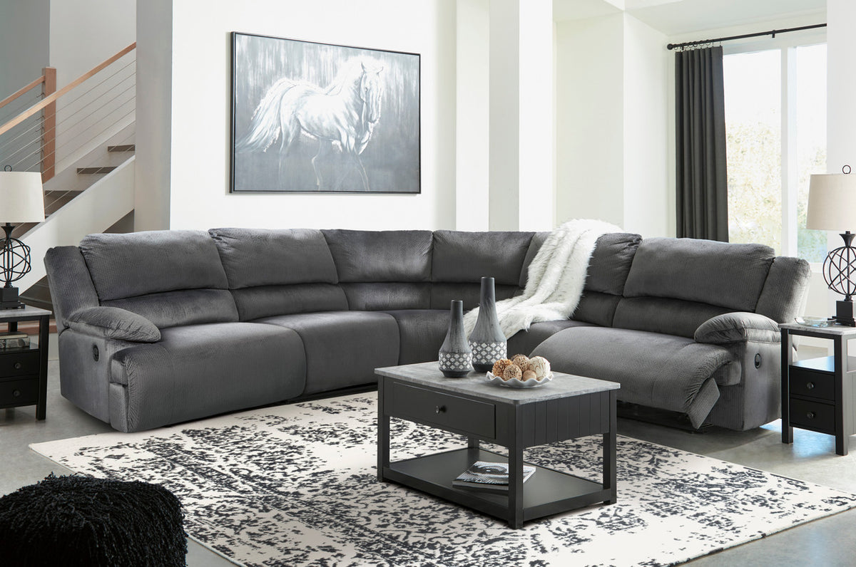 REYMAR Dark Gray 152" Wide 5 Piece Reclining Sectional with 2 Recliners