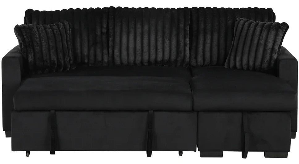 RODRIGO Black 82" Wide Reversible Sectional with Pull-Out Sleeper & Storage