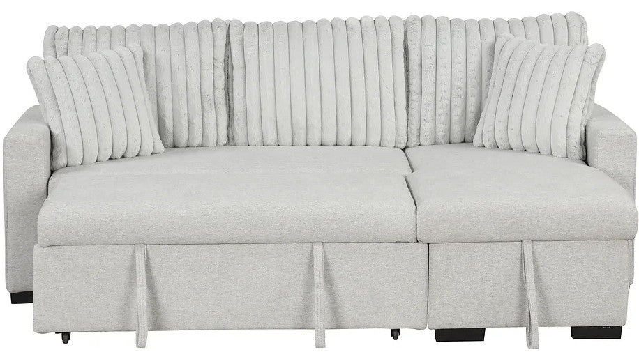 RODRIGO Gray 82" Wide Reversible Sectional with Pull-Out Sleeper & Storage