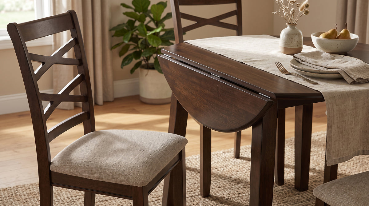 ROSEMORE Dark Brown 5 Piece Dining Set with Drop-Leafs