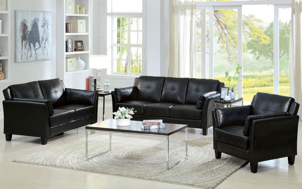 ROUGE Black Faux Leather Sofa & Loveseat (RTA)