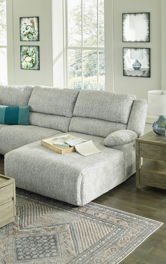 REYMAR Light Gray 127" Wide 3 Piece Reclining Sectional with 2 Recliners