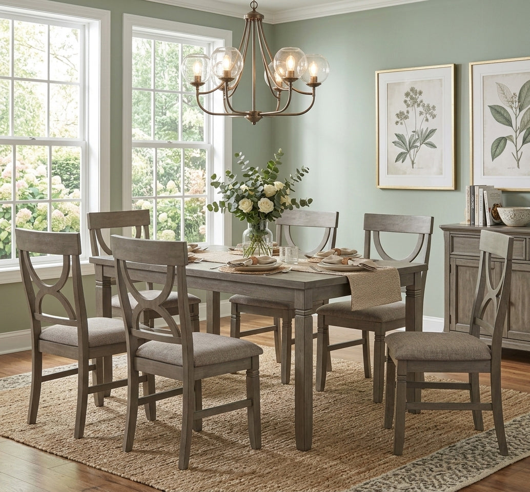 RUTHE Gray 7 Piece Dining Set