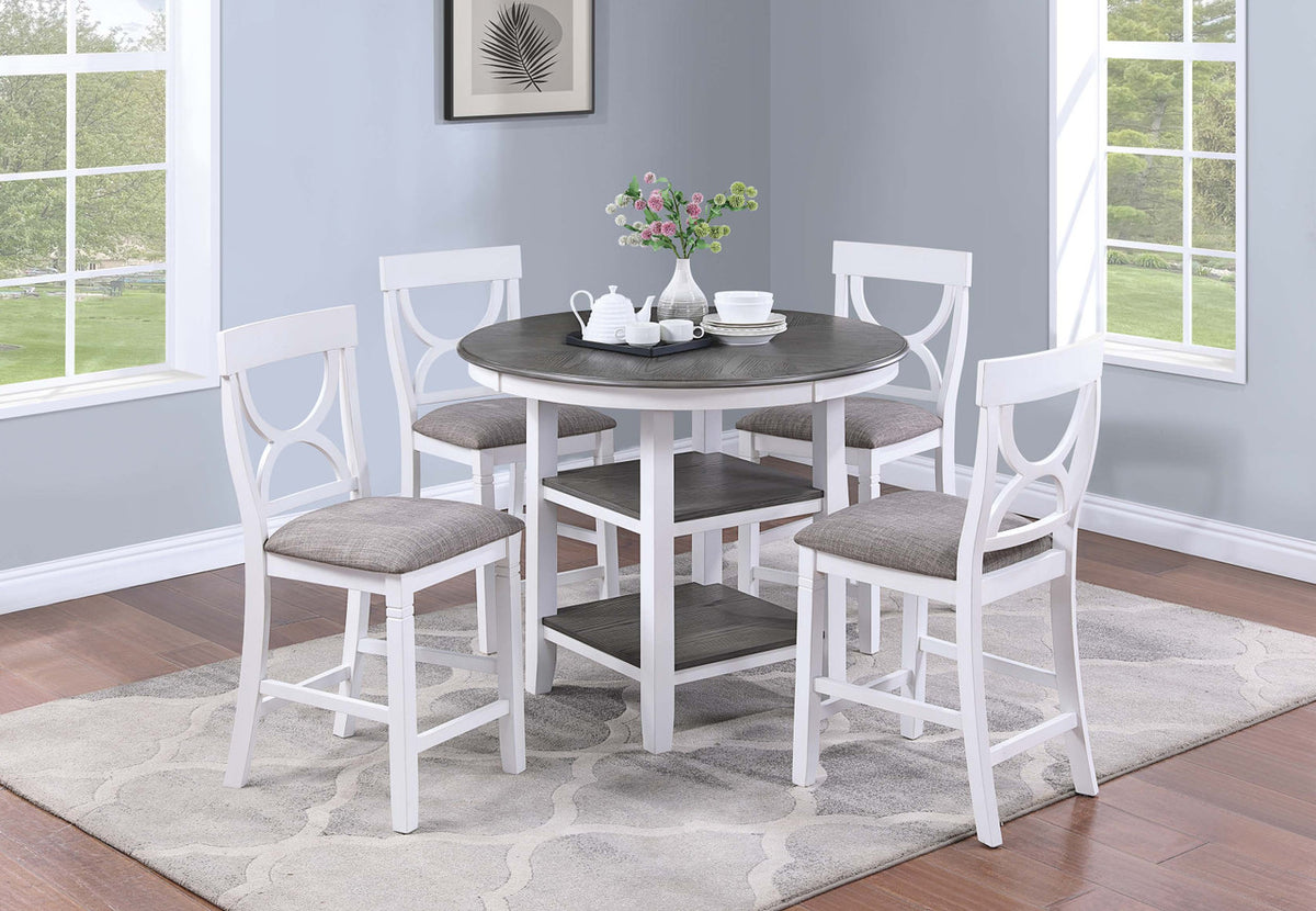 RUTHE White 5 Piece Counter Height Set