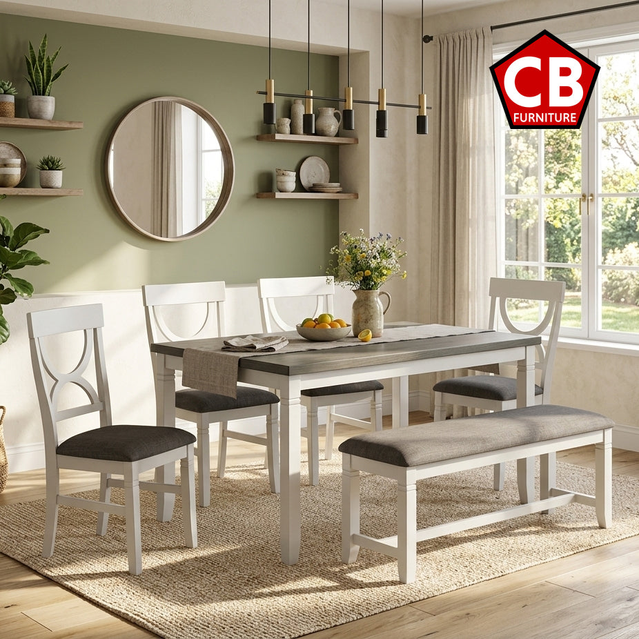 RUTHE White 6 Piece Dining Set