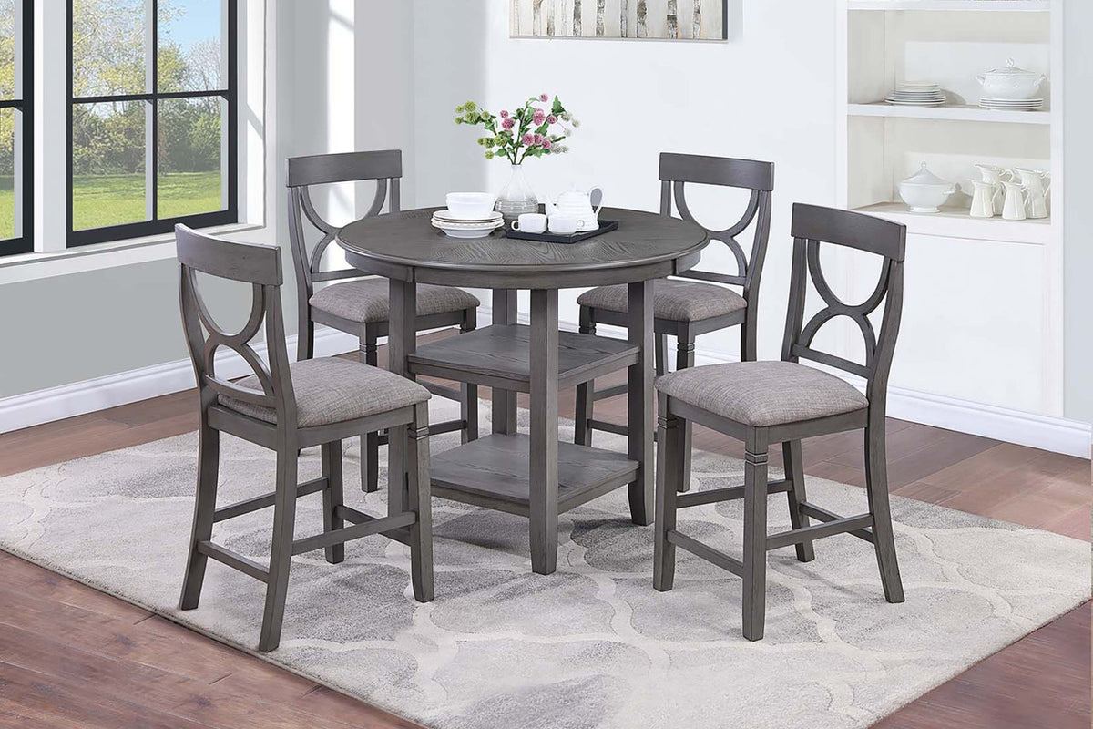 RUTHE Gray 5 Piece Counter Height Set