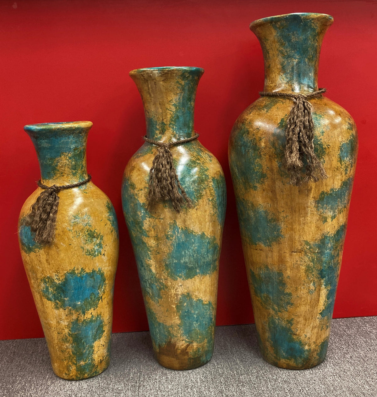 RUTILA Green and Yellow 3 Piece Vase Set