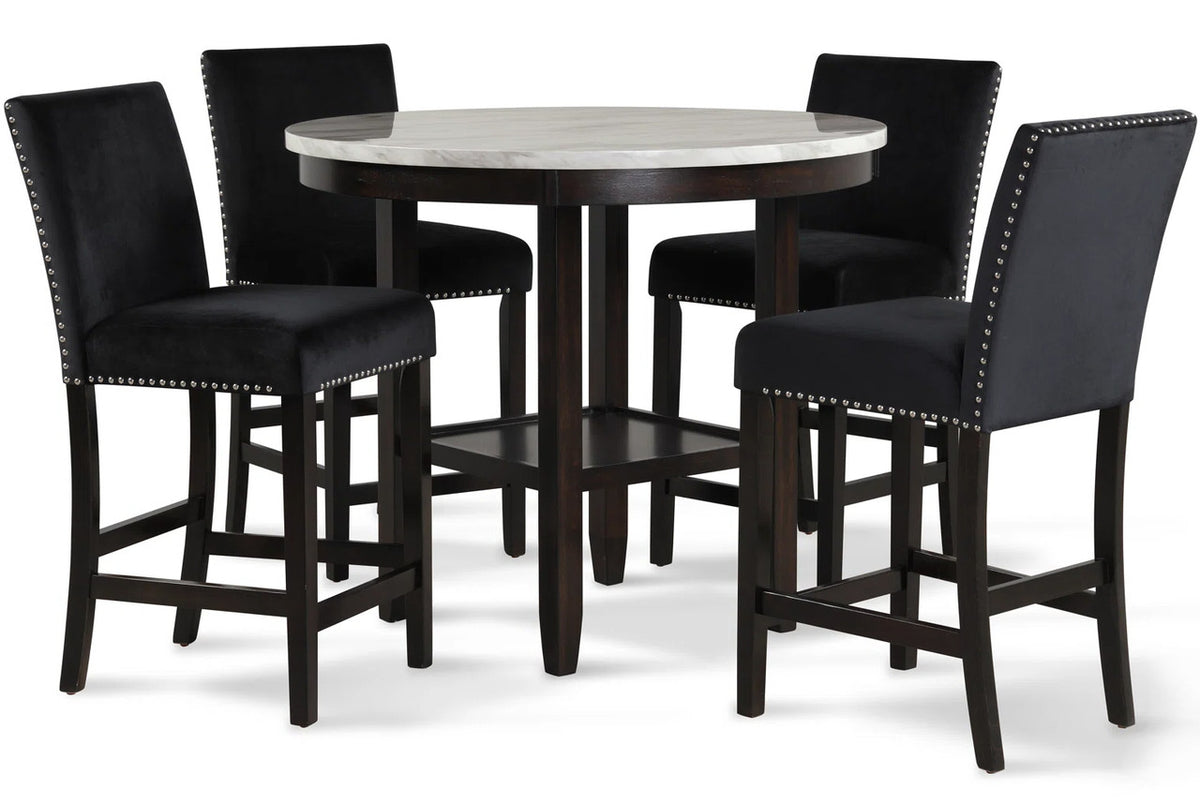 SAFIRE Black & White 5 Piece Counter Height Set