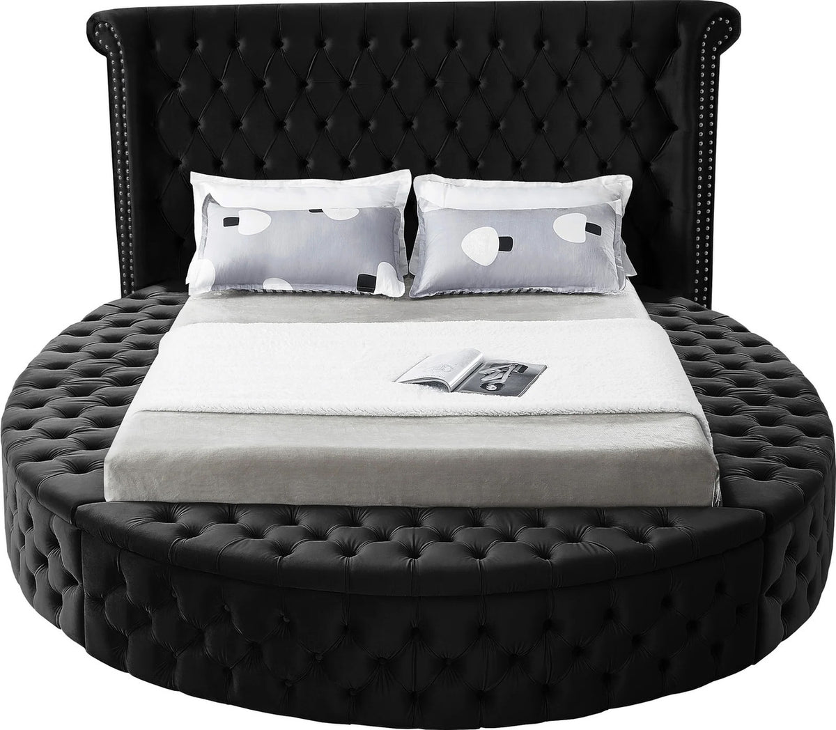 SAMMIE Black Velvet Storage Bedroom Set