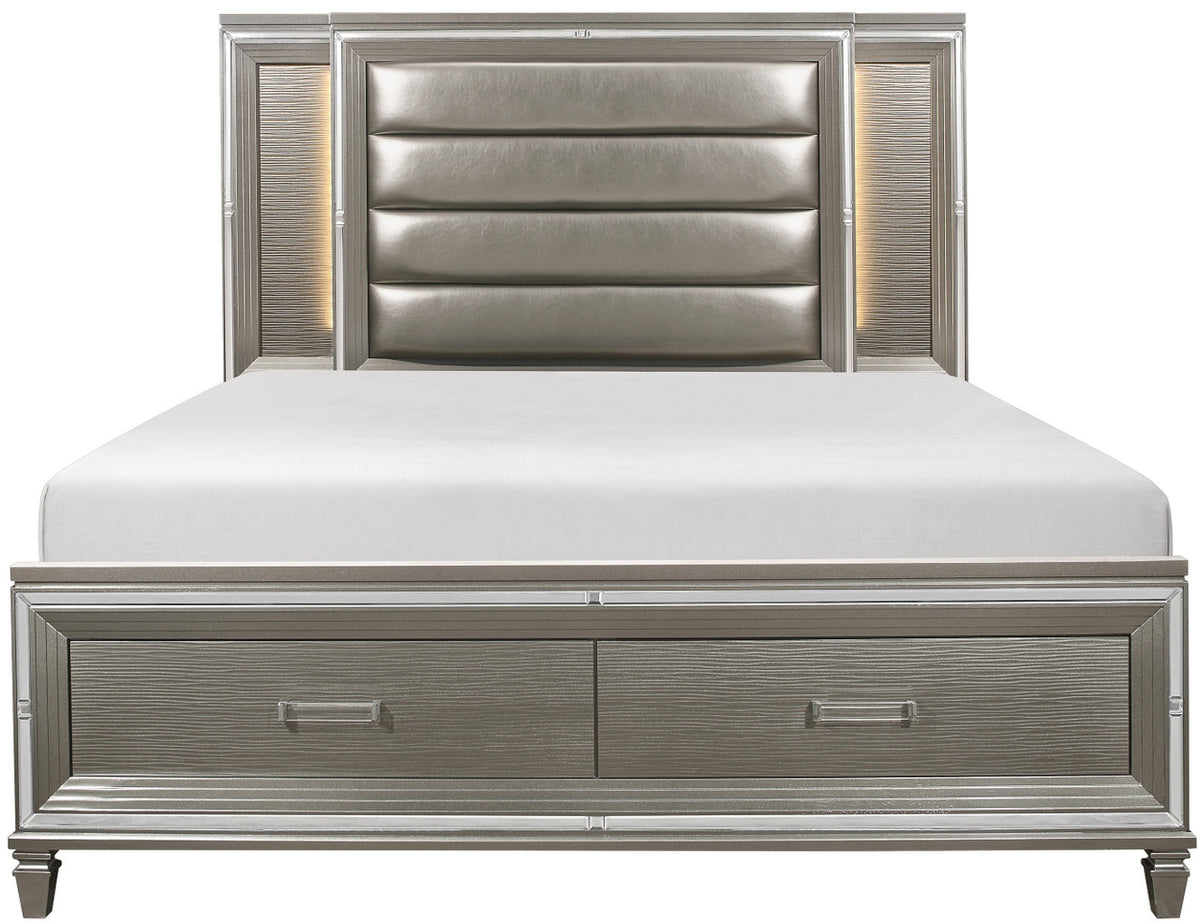 SATTEVA Silver-Gray 72" Height Storage Bed with Lighting