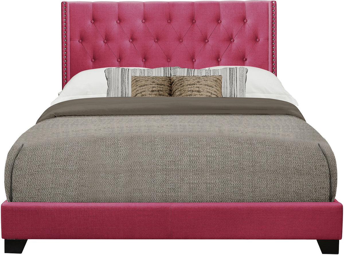 POLINA Pink Linen 50" Tall Tufted Bed