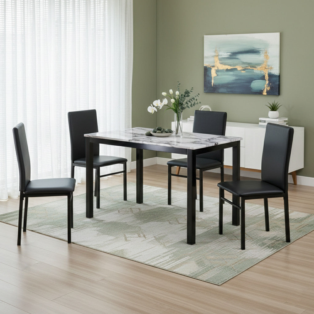SHAUN Black & White 5 Piece Dining Set