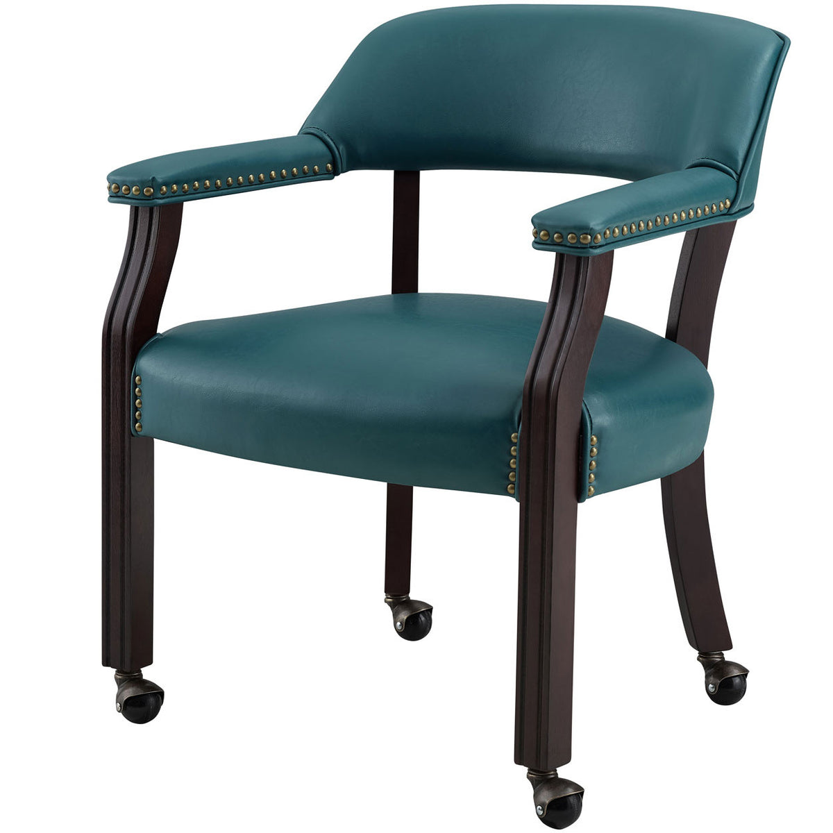 SHOWDOWN Teal 25" Wide x 25" Depth Arm Chair with Casters