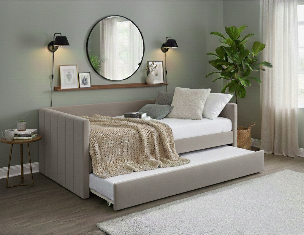 SILVANA Gray Velvet Daybed with Trundle