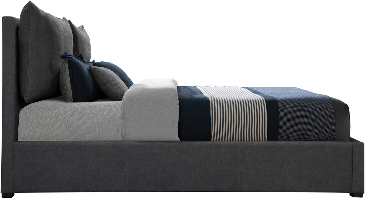 SISTINE Charcoal Plush Pillow Back Platform Bed