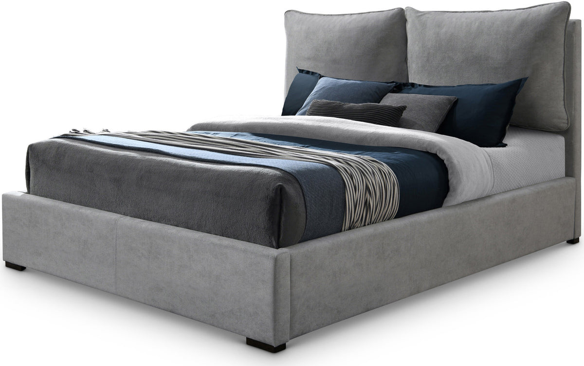 SISTINE Gray Plush Pillow Back Bed