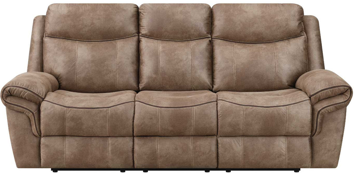 SNIDER Brown 88" Wide Reclining Sofa with Drop-Down Table