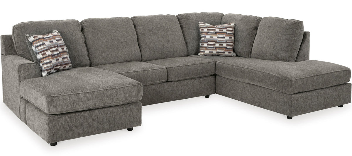 SONDRA Gray 125" Wide Double Chaise Sectional