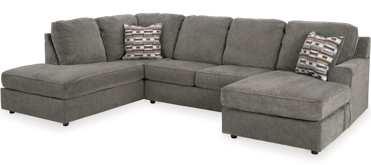 SONDRA Gray 125" Wide Double Chaise Sectional