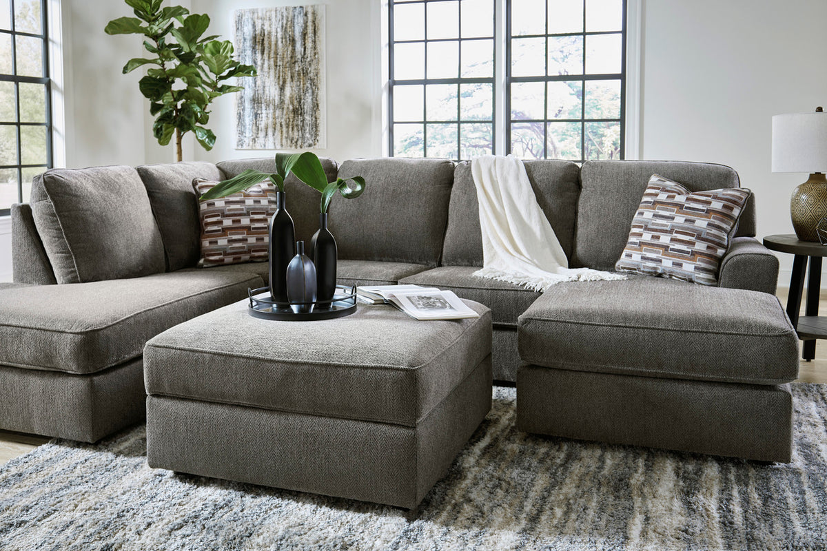SONDRA Gray 125" Wide Double Chaise Sectional