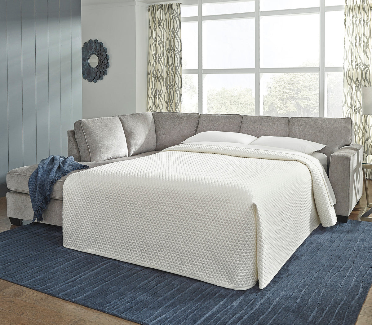STELLAR Nickel 112" Wide Queen Sleeper Sectional