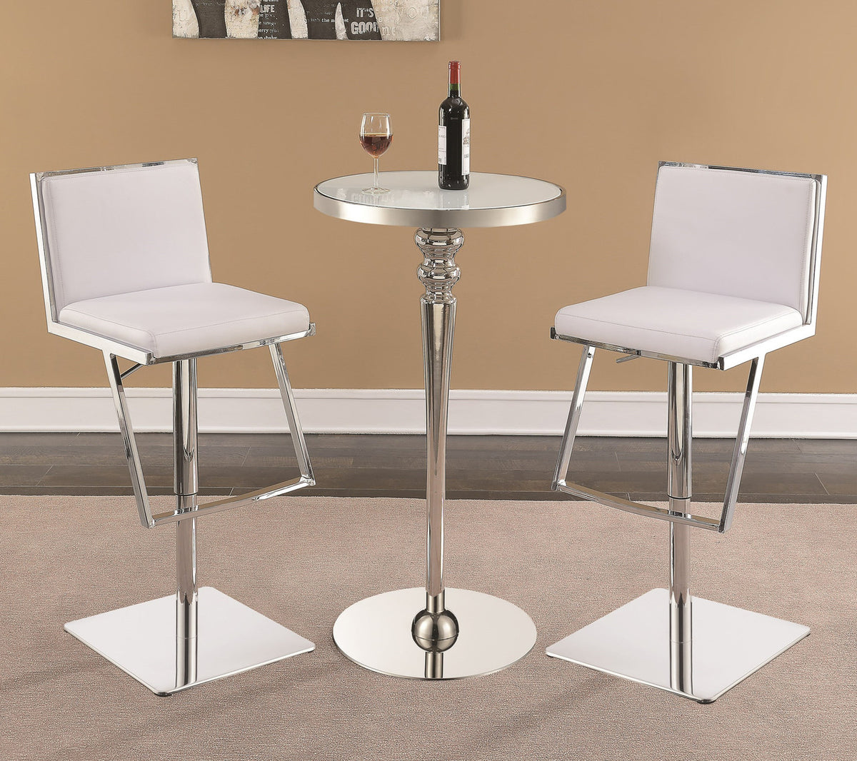 Savino White & Stainless Steel Bar Table