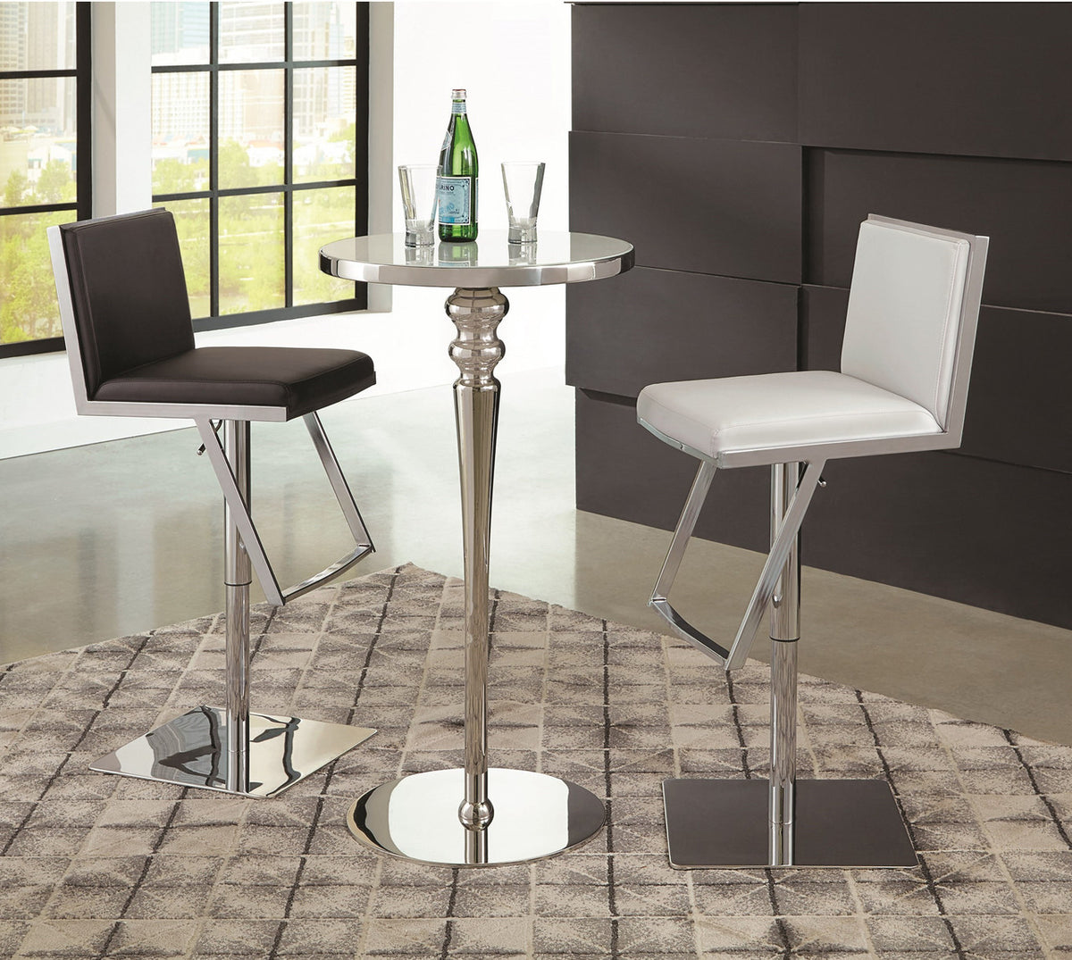 Savino White & Stainless Steel Bar Table