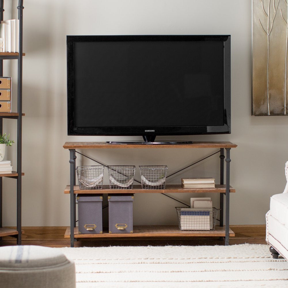SMITH Burnished Brown Wood/Iron Tv Stand/Sofa Table