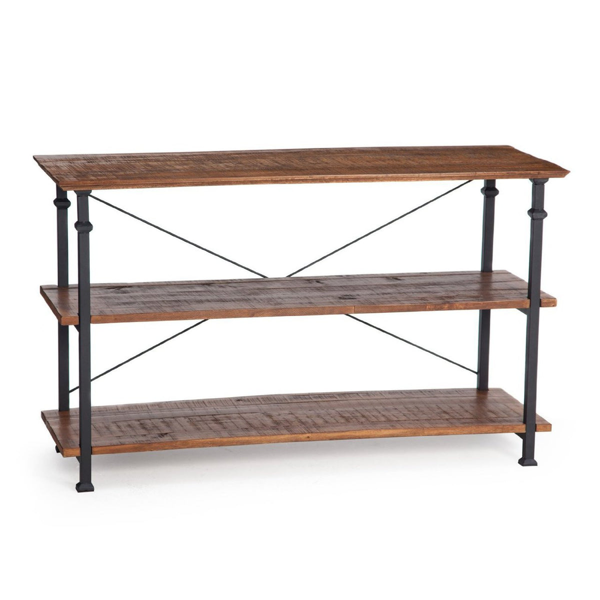 SMITH Burnished Brown Wood/Iron Tv Stand/Sofa Table