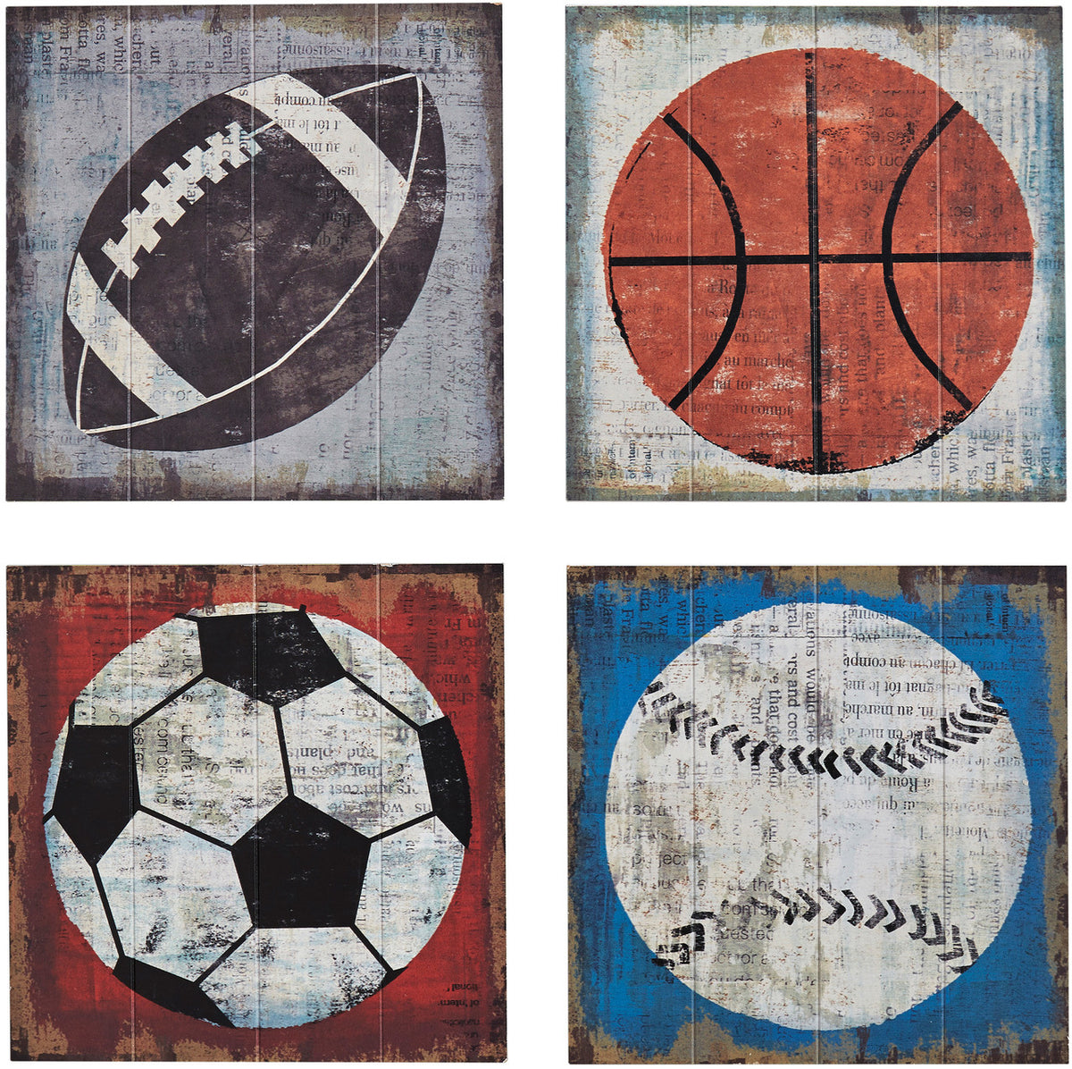 SPORTS BALLS 4 Piece Wall Art