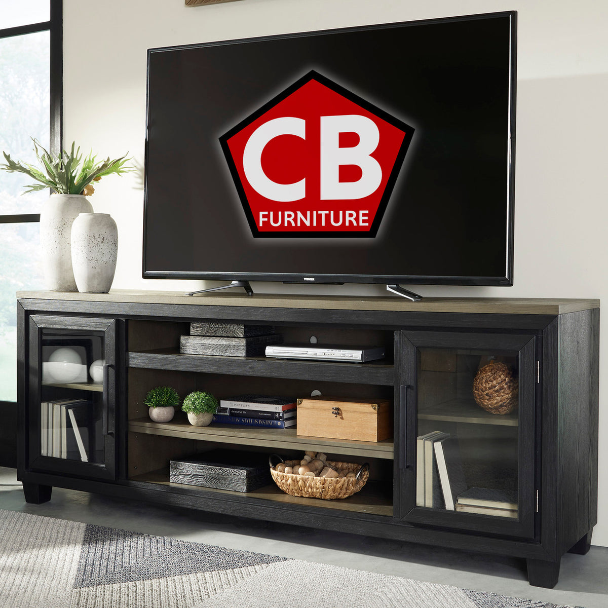 TOLAR Black 83" Wide x 33" Height TV Stand